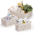 Boho Wood Storage Basket — Set of 3
