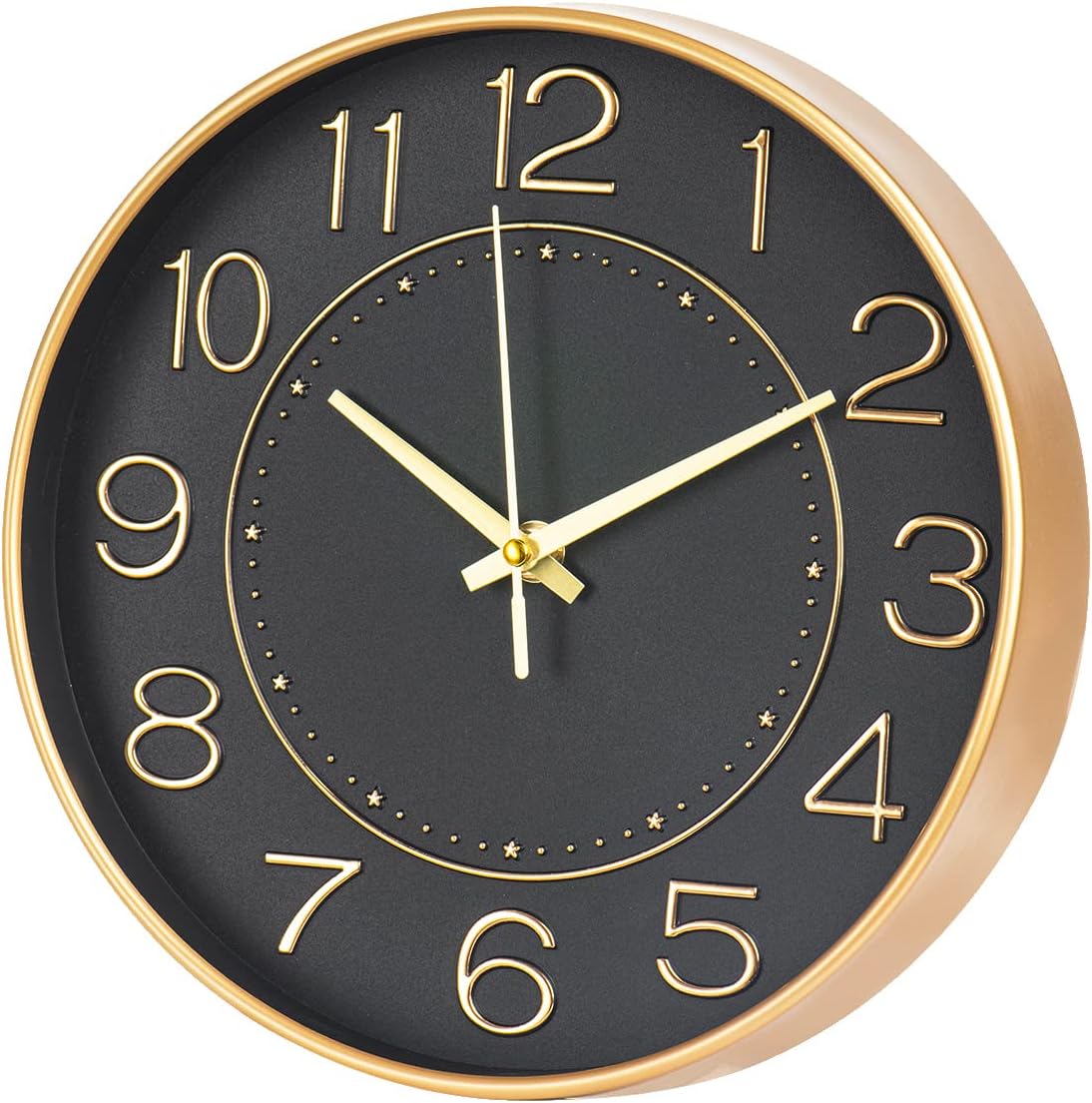 Battery Operated Luxe Black Wall Clock — 10" — 10 inch