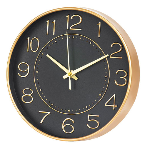 Battery Operated Luxe Black Wall Clock — 10"