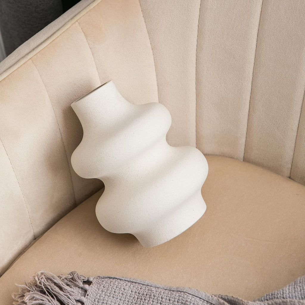 Round Boho Beige Flower Vase — Set of 2 - View 8