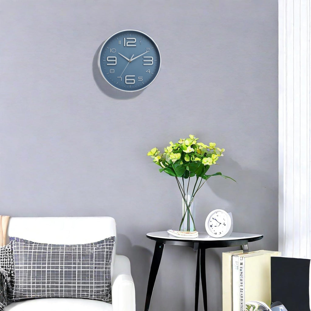 Round Modern Grey Wall Clock — 12" - View 4