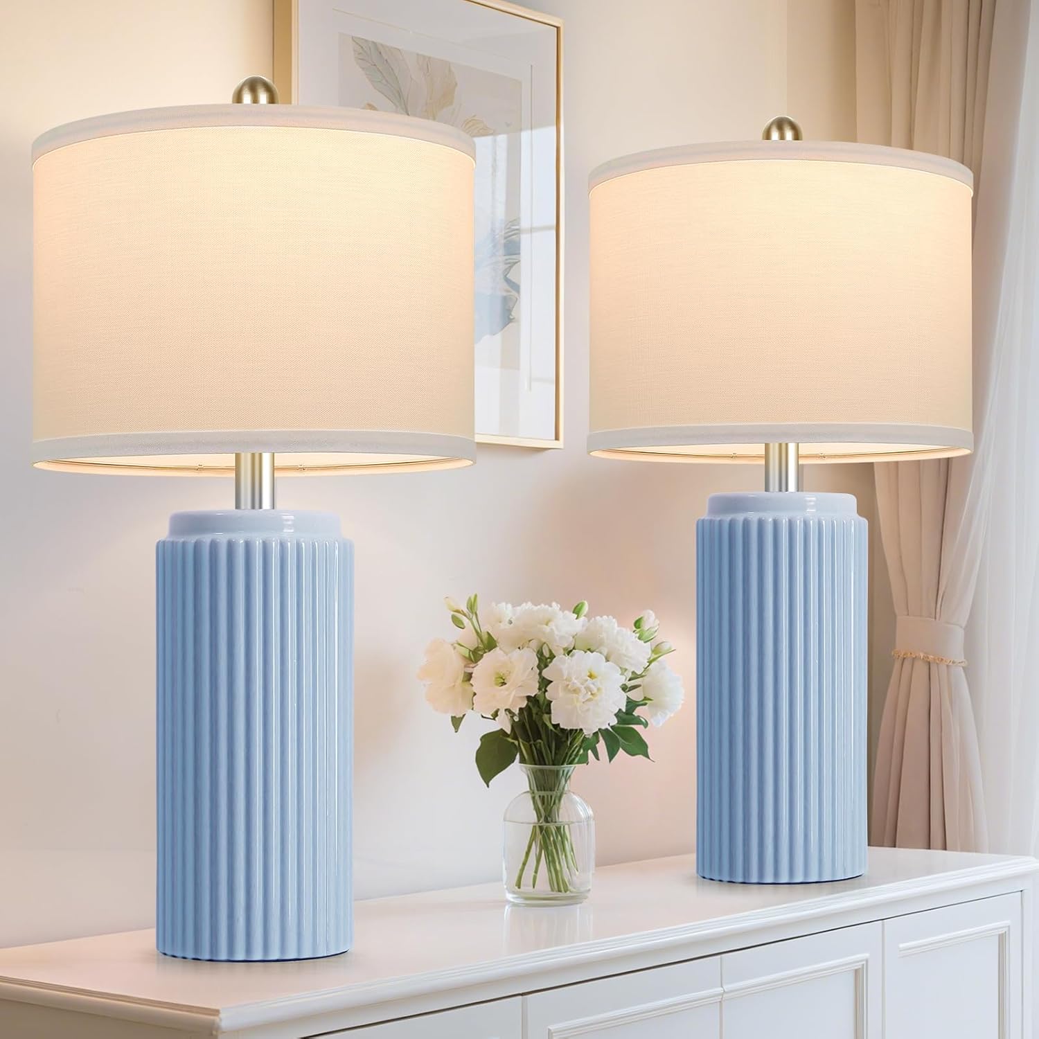 Boho Beige Nightstand Lamp — 23.5" — 23.5"