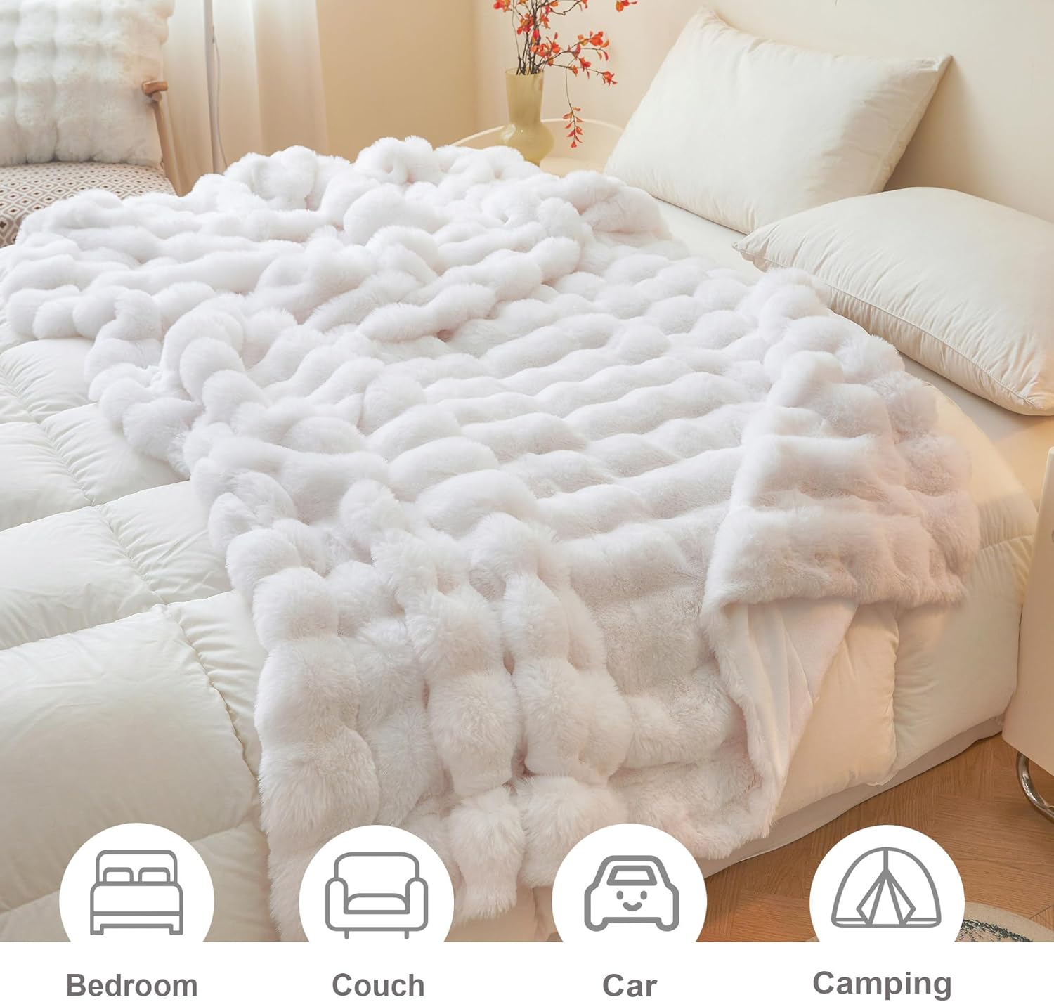 Luxe Beige Throw Pillow — 60" - View 4