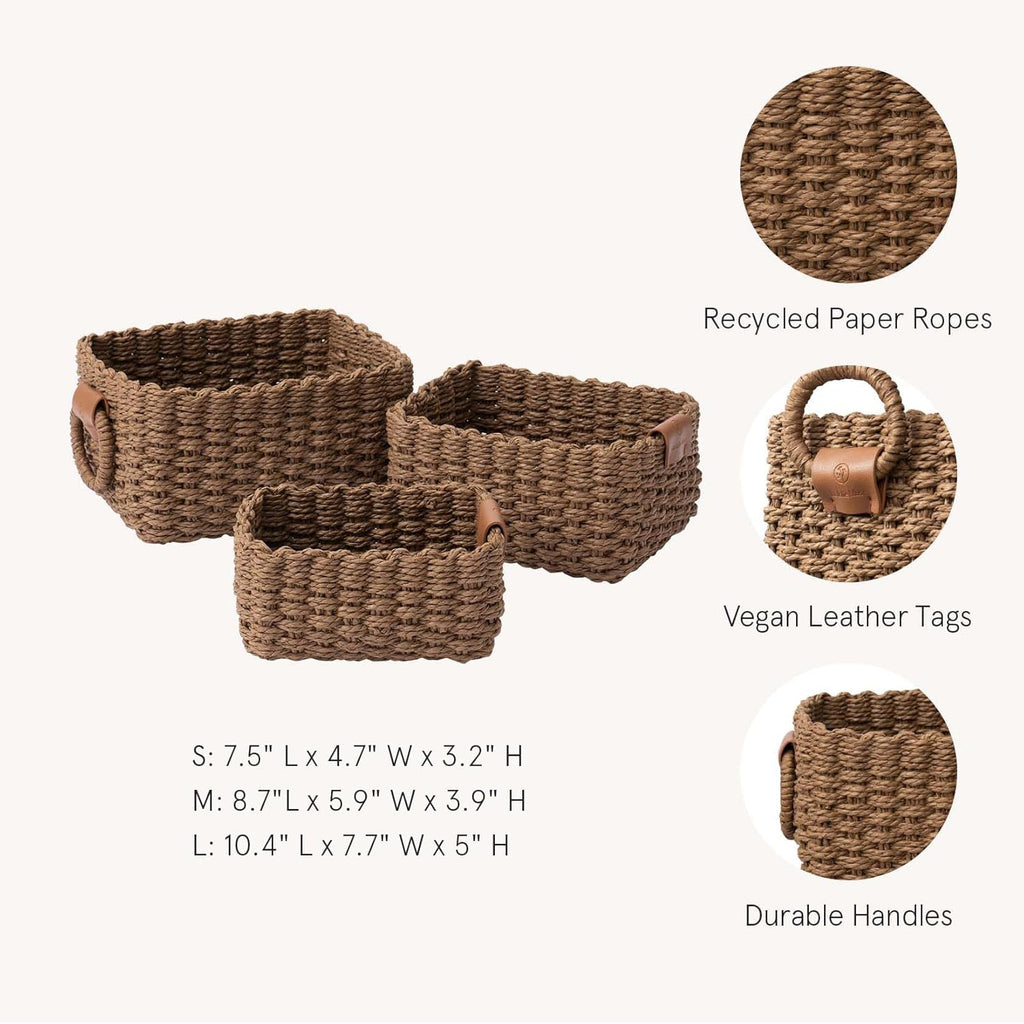 Boho Black Storage Basket — Set of 3 - View 4