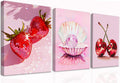 Framed Pink Canvas Wall Art — 16" — Pink Fruit