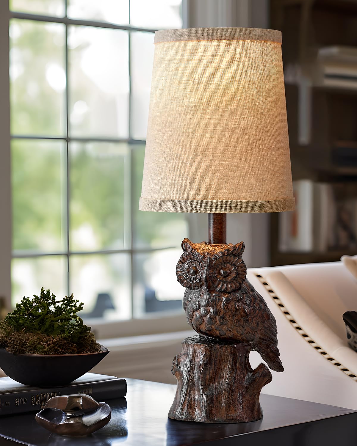 Farmhouse Brown Nightstand Lamp — 14.25"