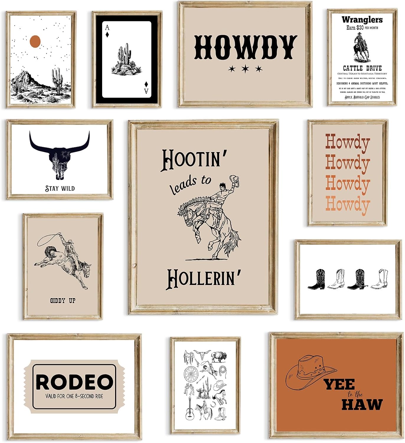Unframed Farmhouse Fabric Canvas Wall Art — Cowboy