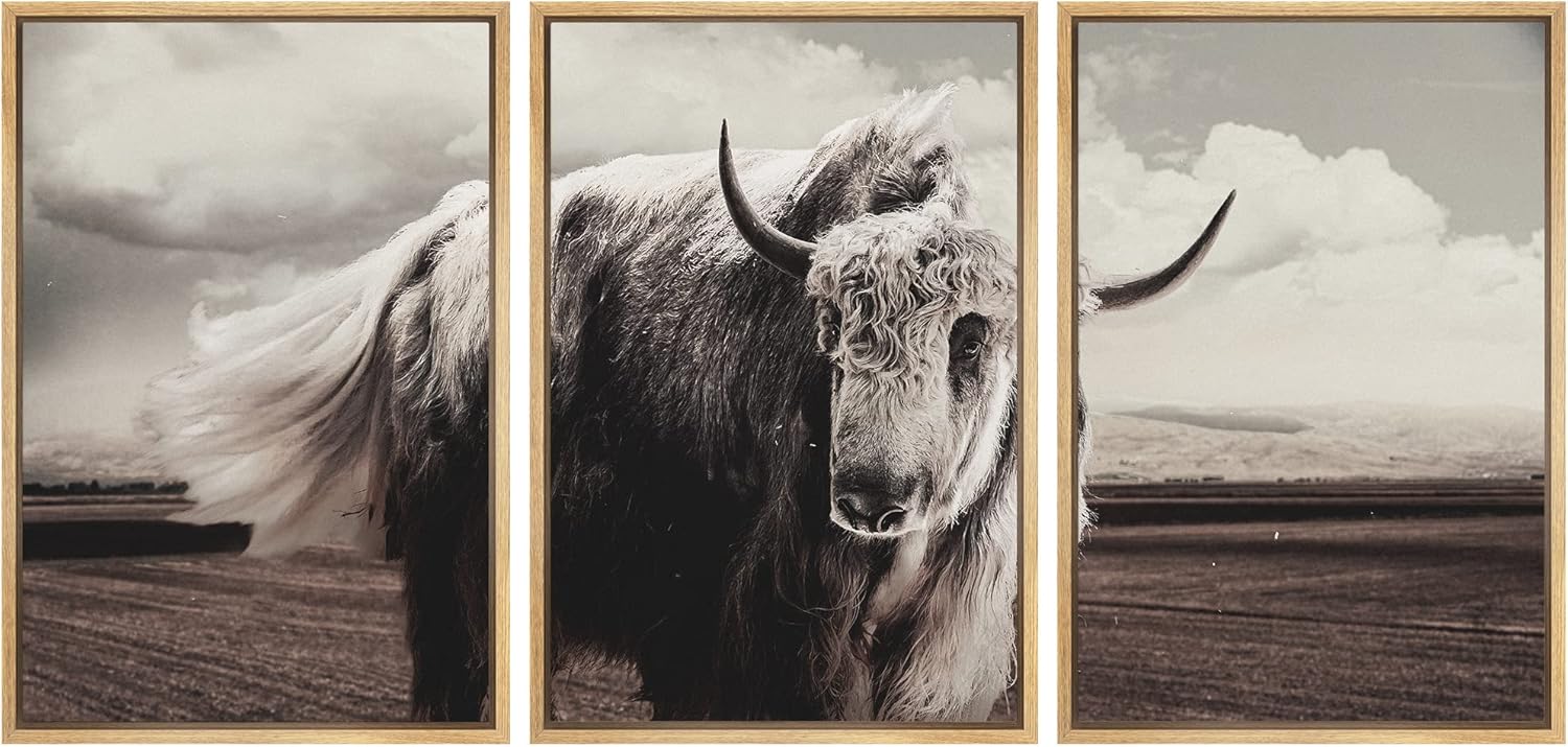 Framed Farmhouse Fabric Wall Art — 24" — 24" x 36" x 3 Panels NATURAL