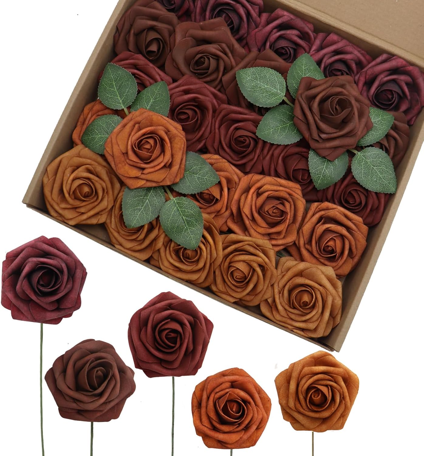 Blue Artificial Flowers — 3" — Shades of Dark Terracotta