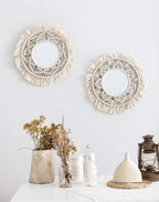 Round Boho Rattan Wall Mirror - View 2