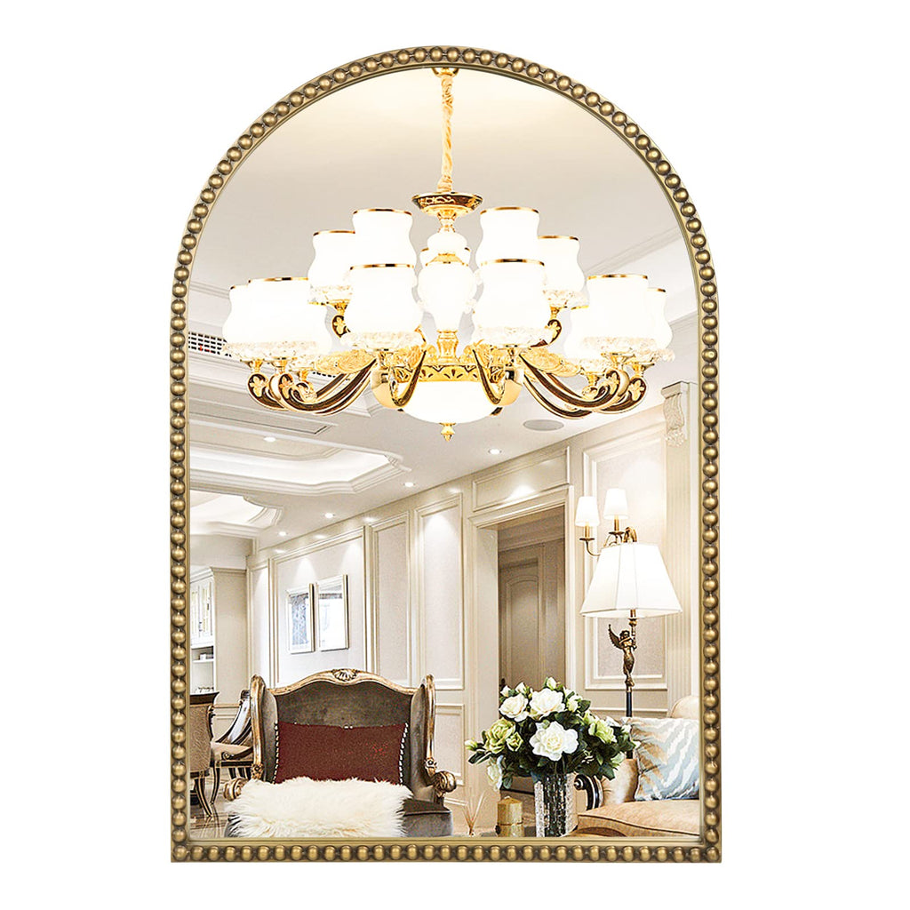 Antique Farmhouse Beige Wall Mirror — 30"