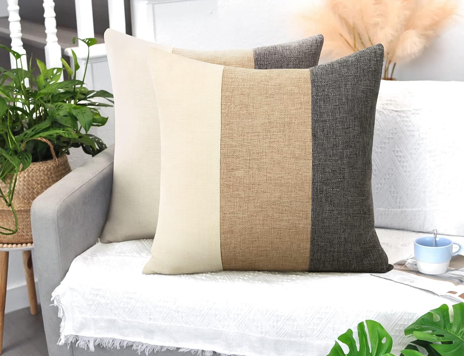 Lumbar Boho Fabric Throw Pillow Cover — 20" — 18" x 18" (Pack of 2)