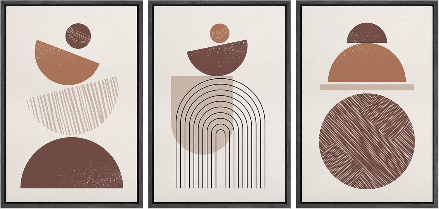 Boho Framed Wall Art — 16" — 16" x 24" x 3 Panels BLACK