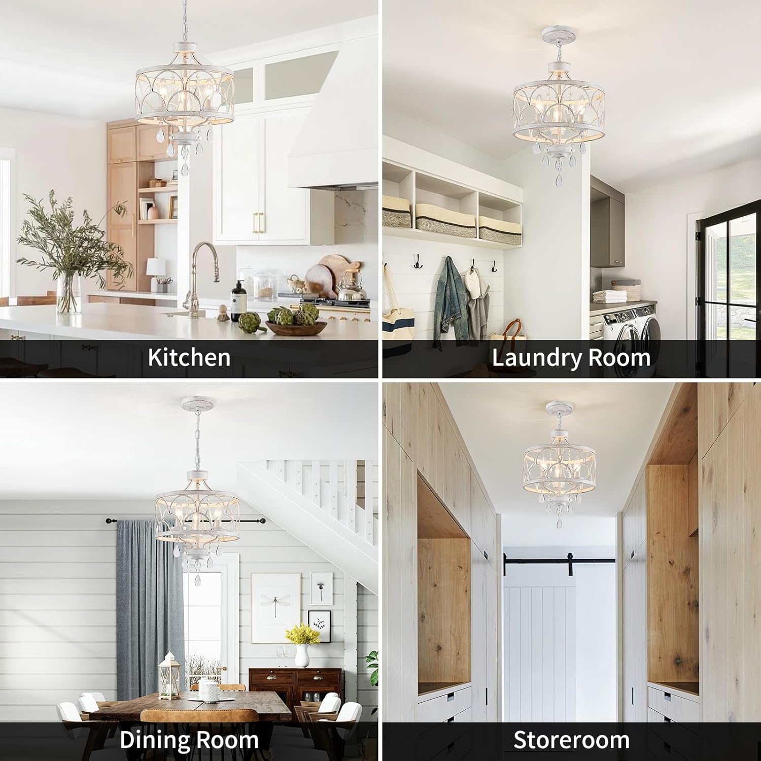 Round Farmhouse Gold Chandelier — 3-Light - View 9