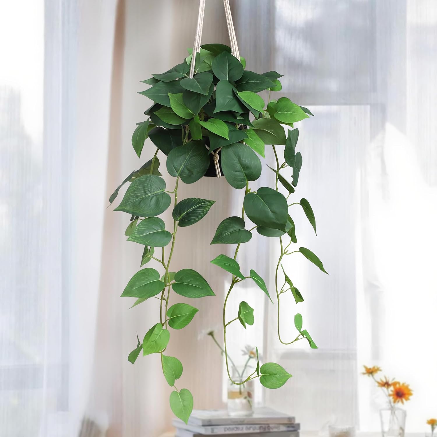 Gold Artificial Plant — 33" — Hanging Pothos - Green