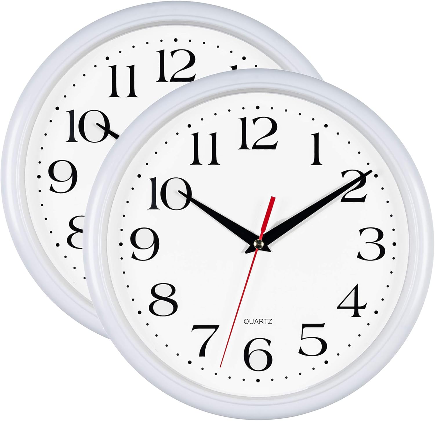 Battery Operated Black Wall Clock — 13" — White