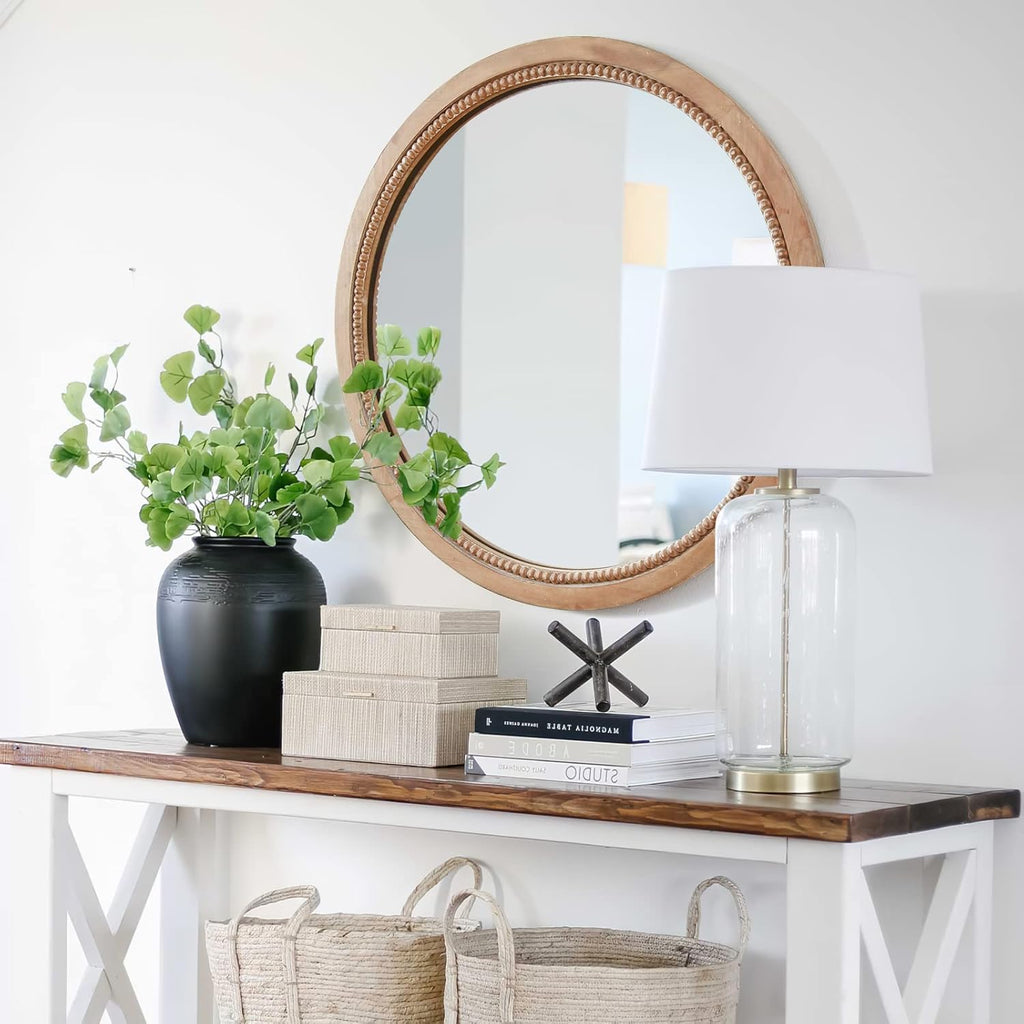 Round Boho Brown Wall Mirror — 24" - View 4