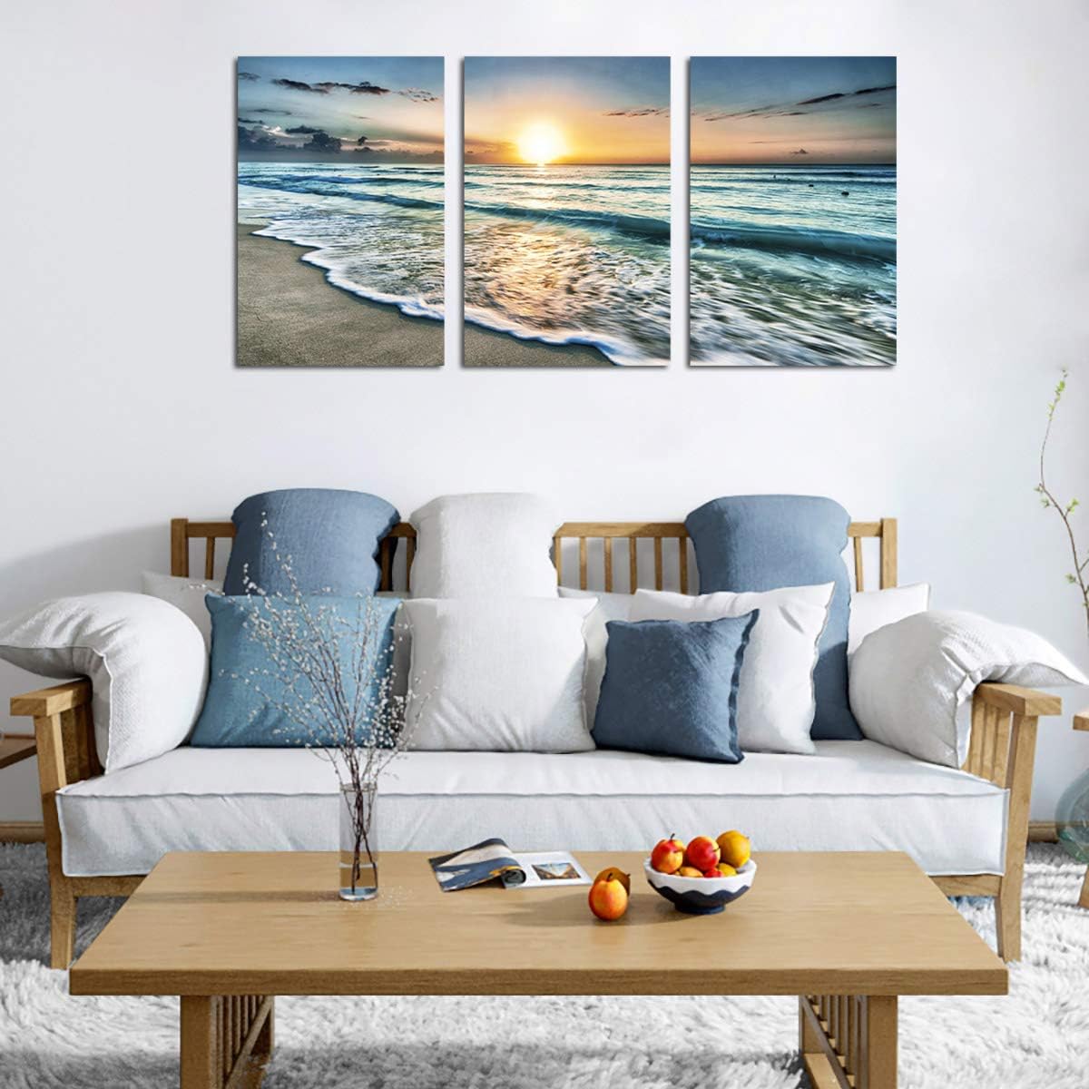 Framed Modern Blue Canvas Wall Art — 16" - View 2