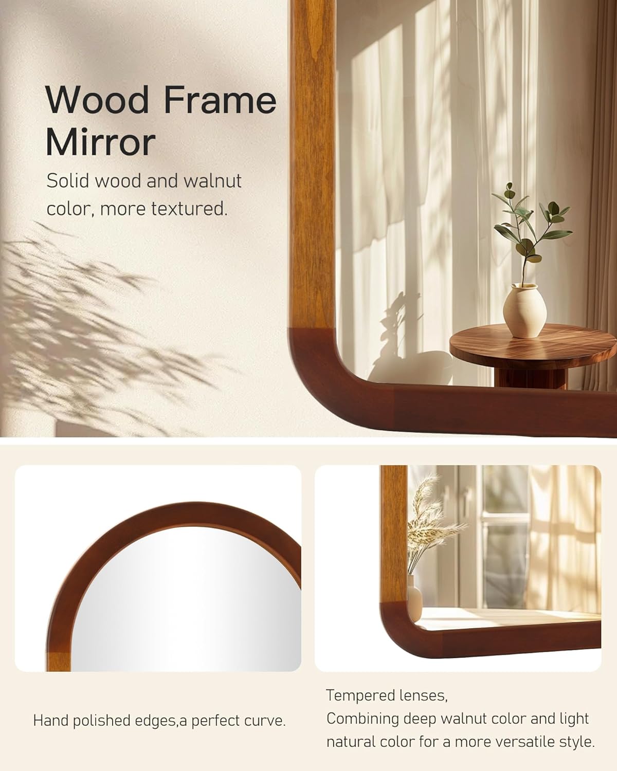 Round Farmhouse Brown Wall Mirror — 30" - View 5