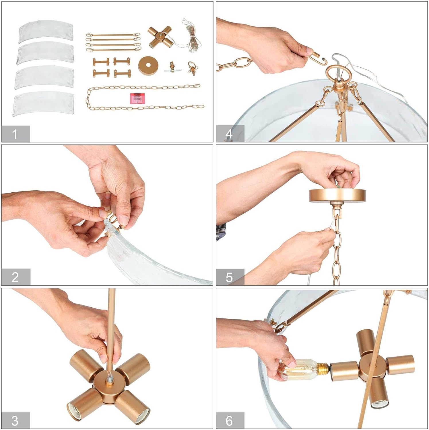 Luxe Metal Chandelier — 4-Light - View 8