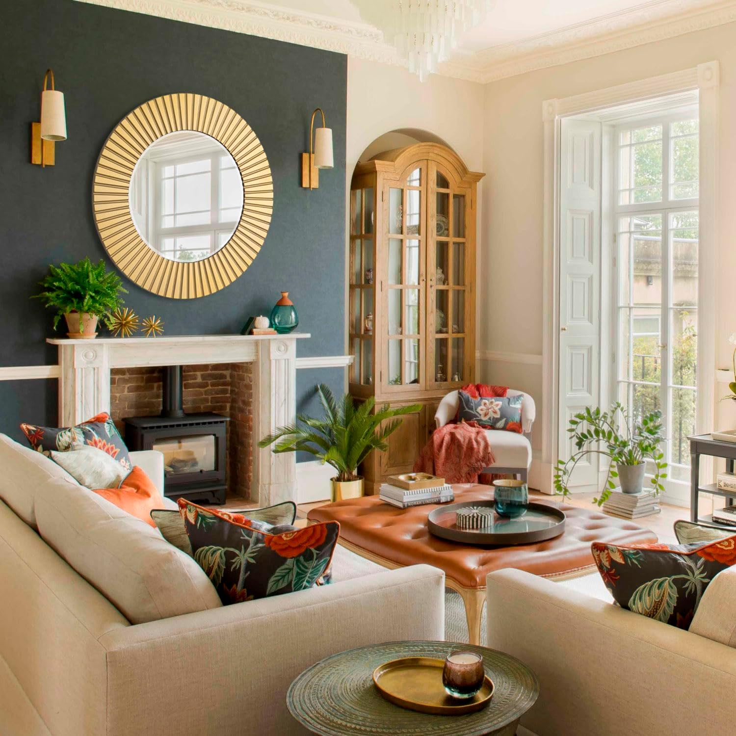 Round Luxe Black Wall Mirror — 30" - View 2