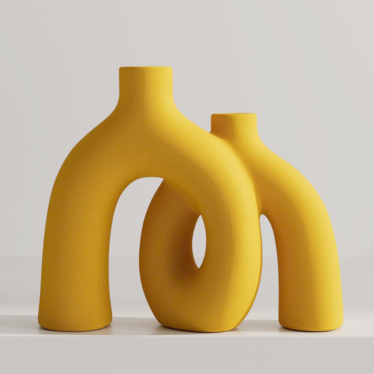 Boho Beige Decorative Vase — Yellow