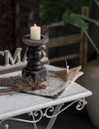 Farmhouse Wood Pillar Candle — 3.9" - View 2