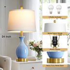 Modern Beige Bedside Lamp — 24" - View 2
