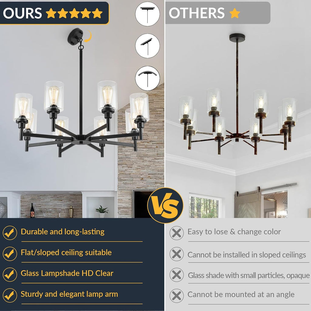 Farmhouse Black Chandelier — 34" - View 5