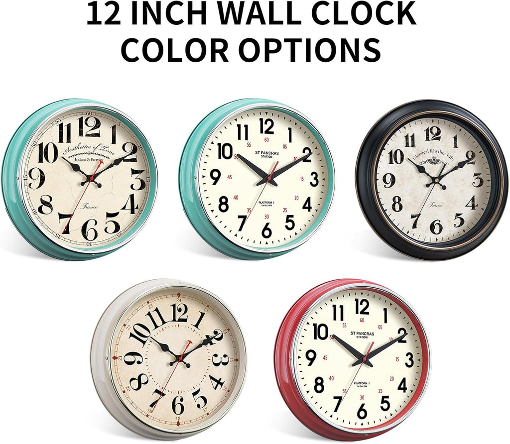 Vintage Mid-Century Beige Wall Clock — 12.4" - View 3