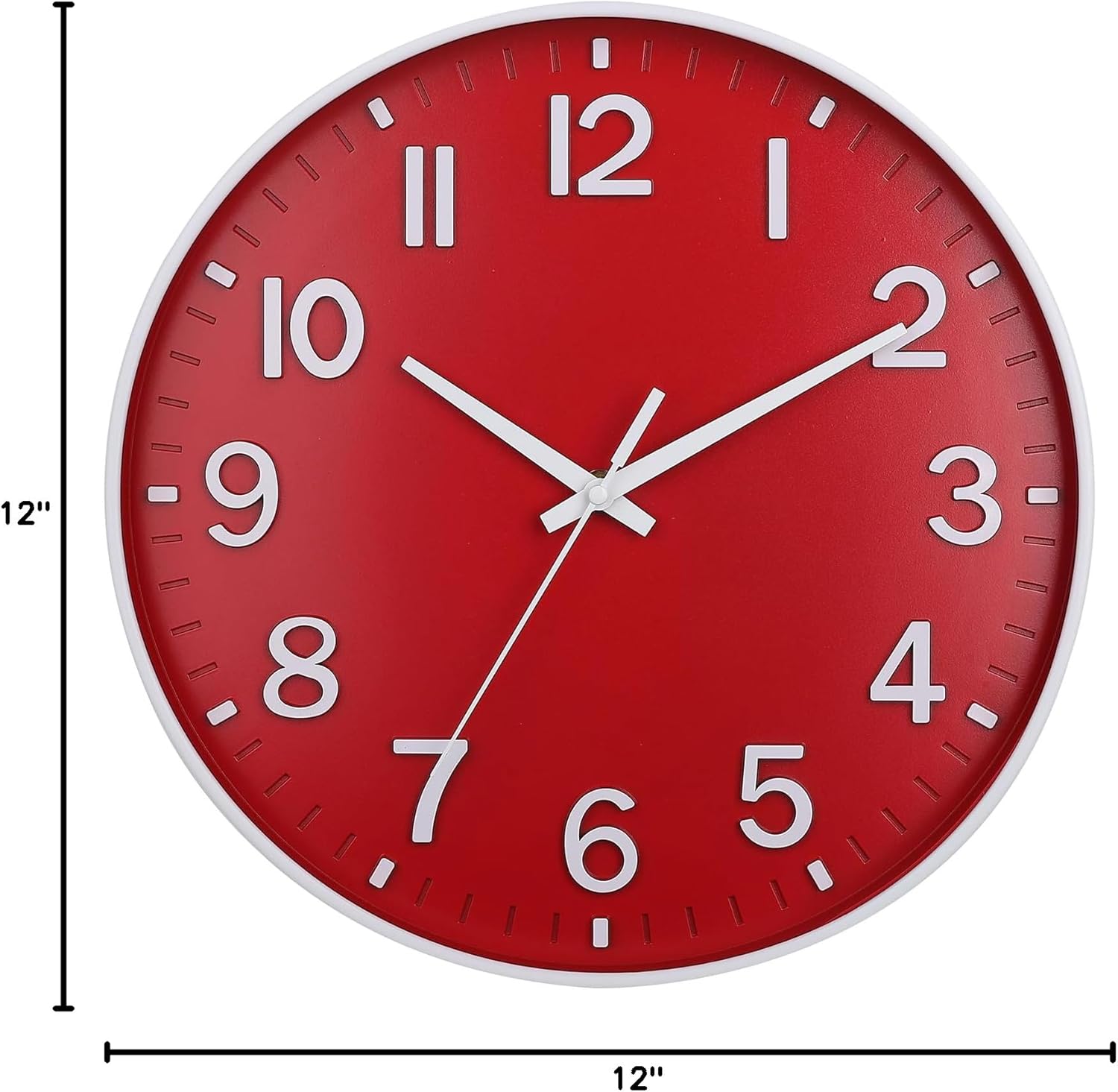 Battery Operated Modern Black Wall Clock — 12" - View 7