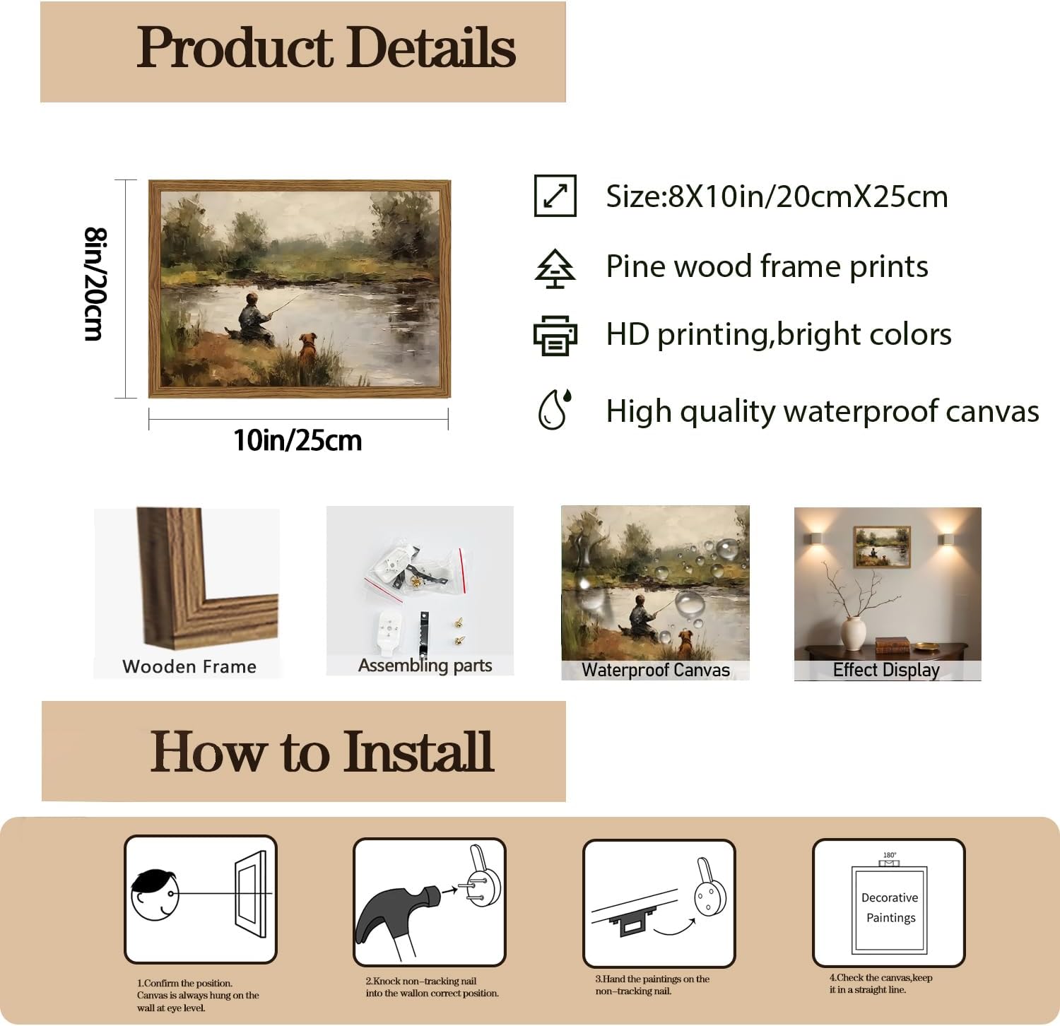 Framed Farmhouse Wood Wall Decor — 10" - View 2