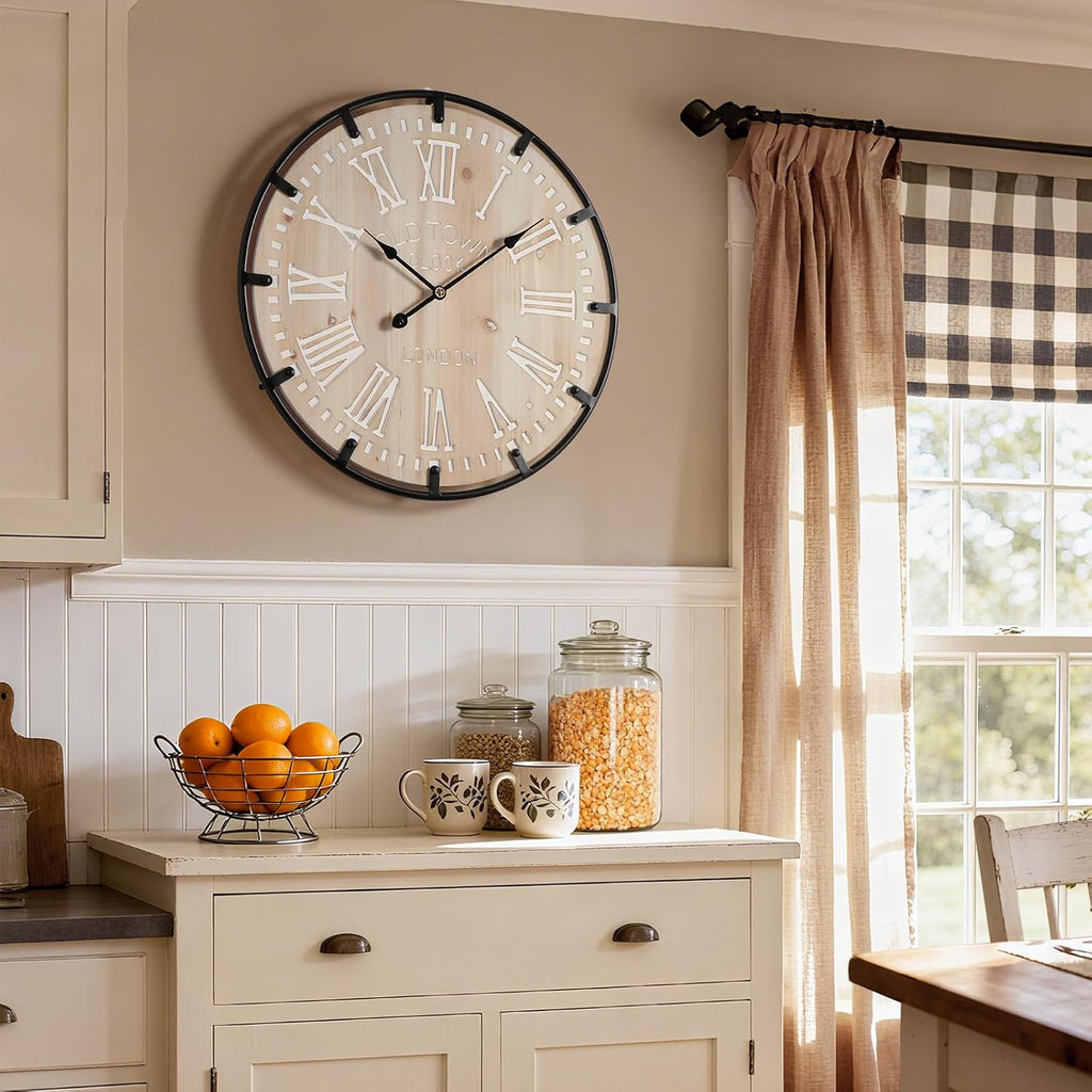 Battery Operated Farmhouse Brown Wall Clock — 30" - View 6