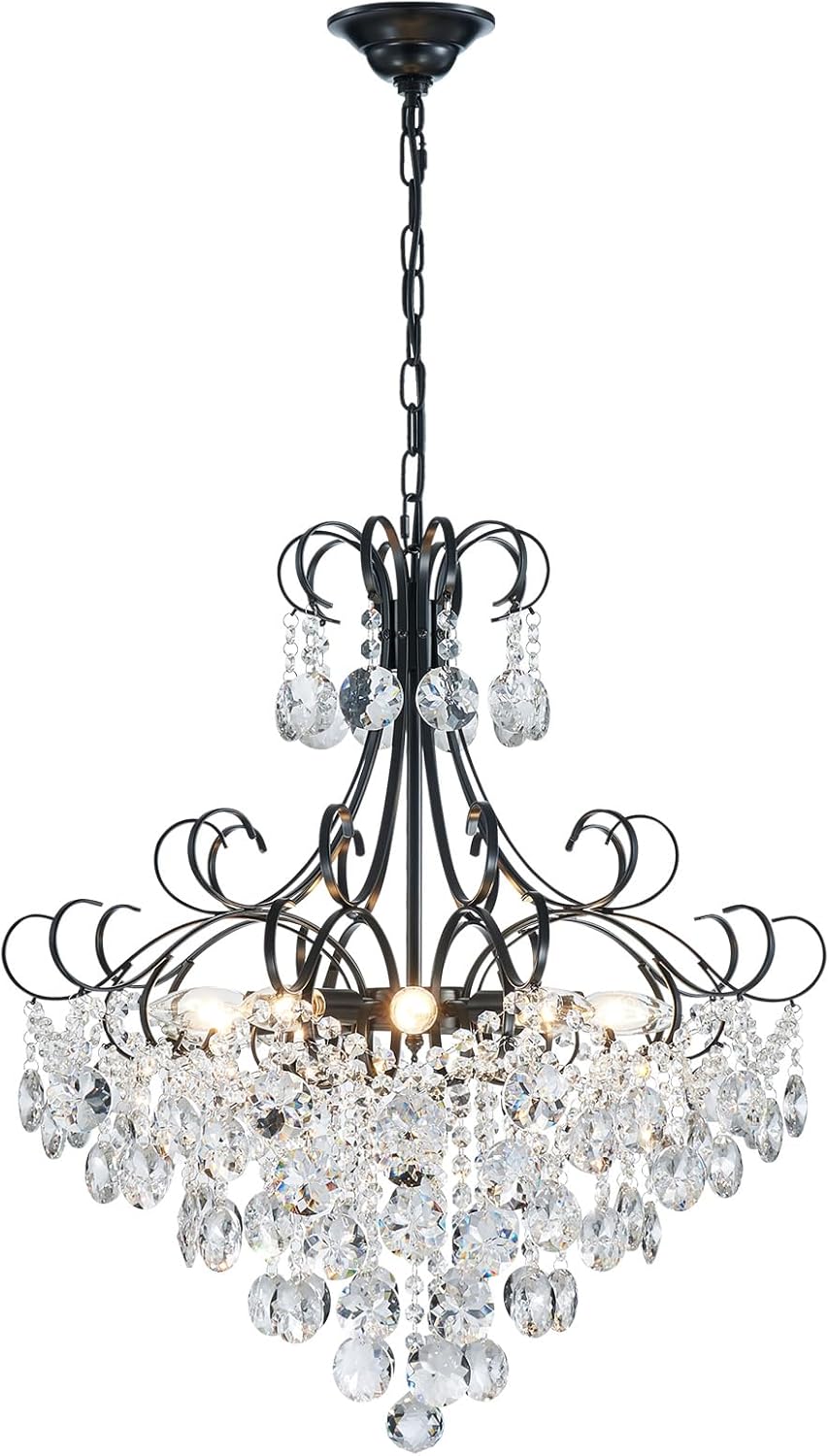 Adjustable Luxe Black Chandelier — 27" — Black