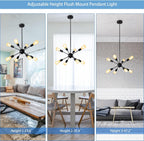 Adjustable Modern Black Chandelier - View 7
