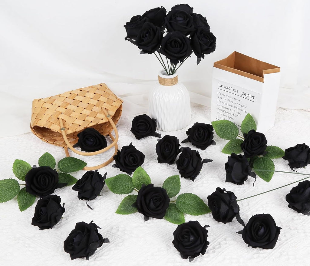 Velvet Luxe Black Artificial Flowers - View 6