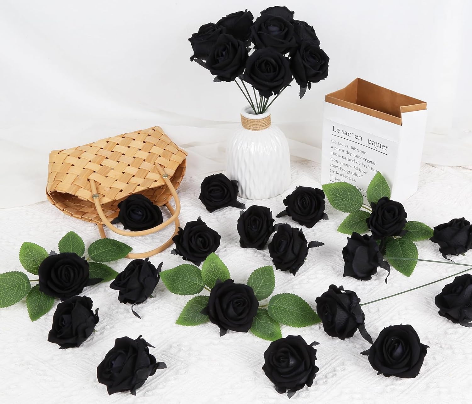 Velvet Luxe Black Artificial Flowers - View 6