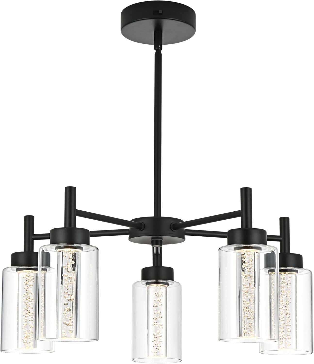 Vintage Modern Black Chandelier — 5-Light — LED-Black
