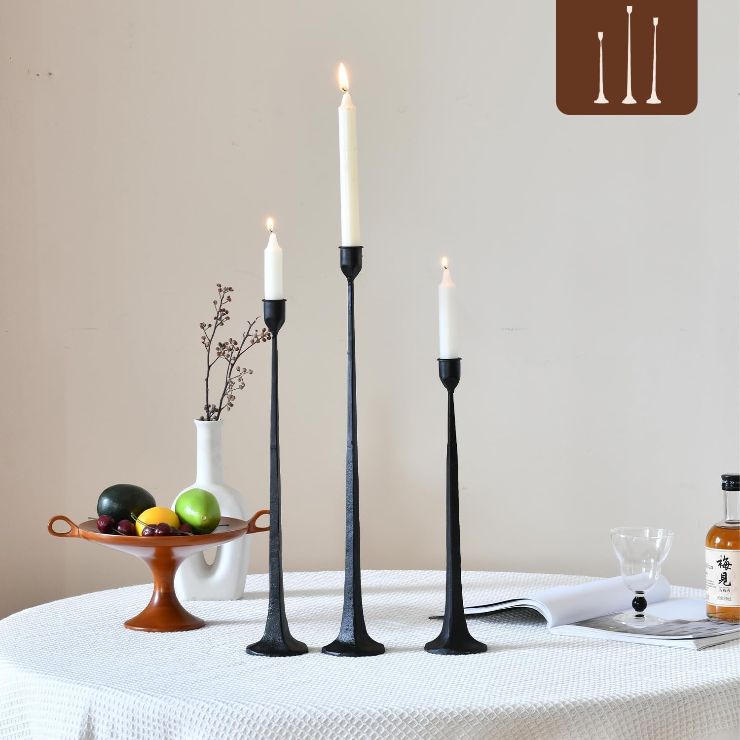 Vintage Luxe Black Candle — 4" — Black-straight