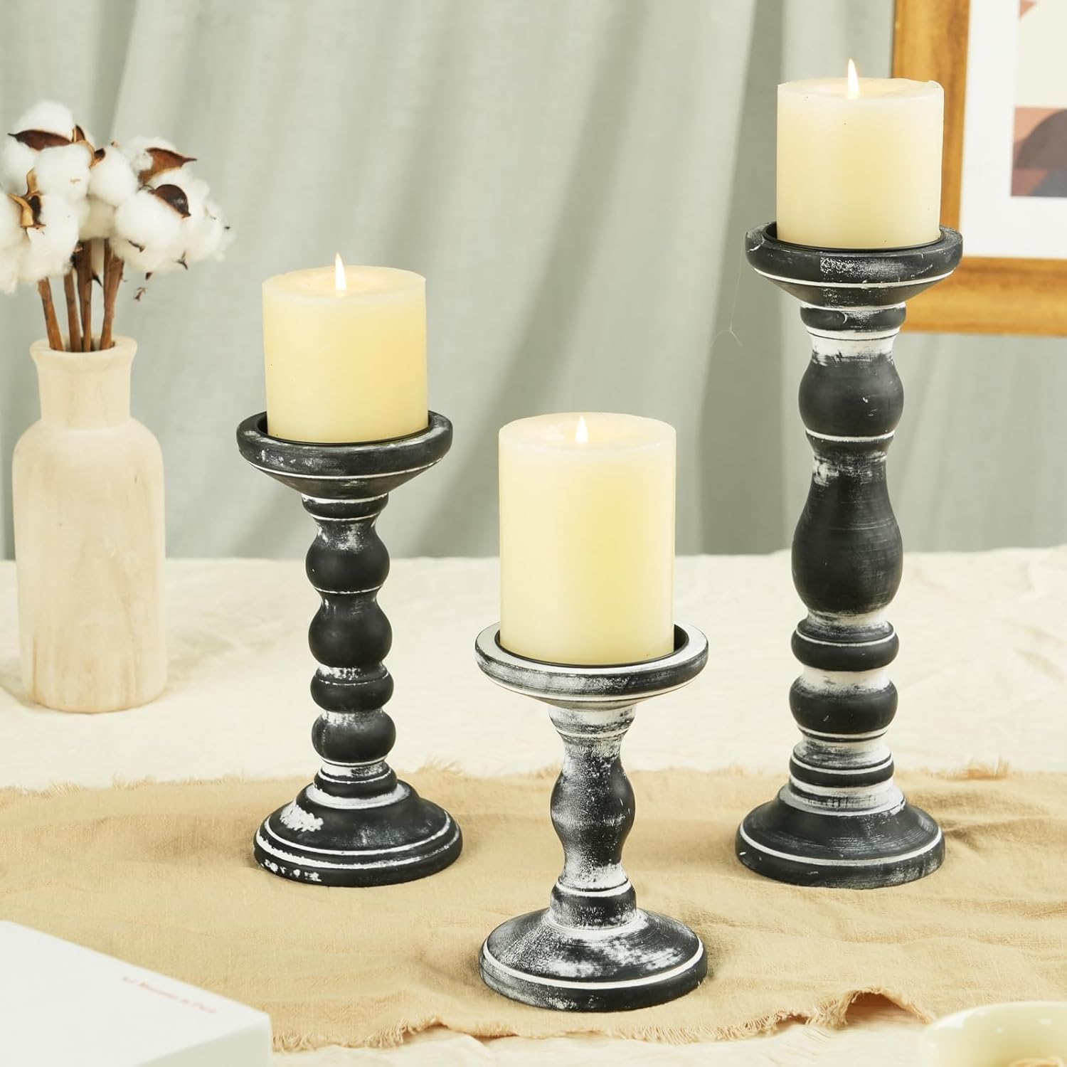 Farmhouse Black Pillar Candle — 5.9" - View 9