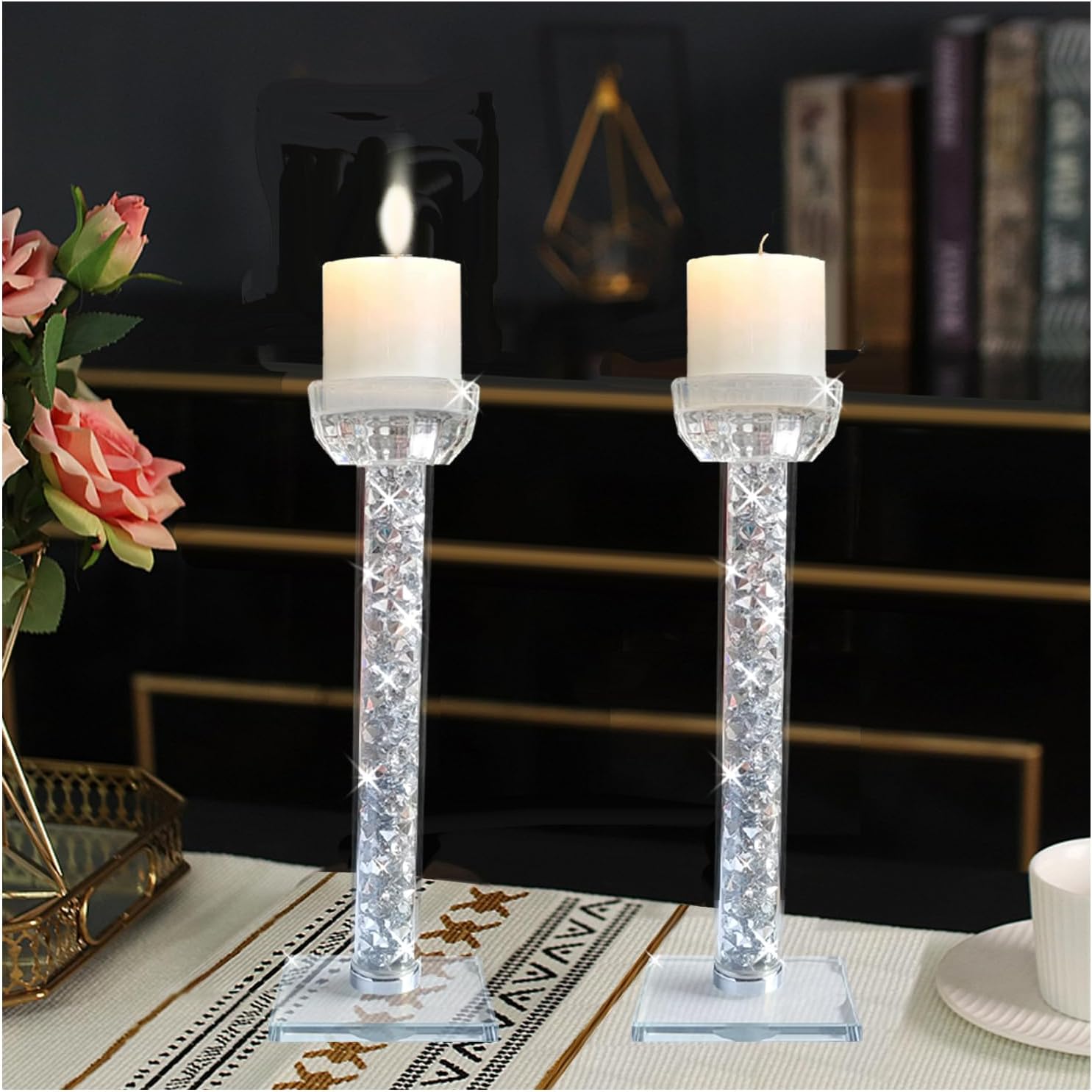 Luxe Glass Candle — 8.6" — 8.6 Inch Crystal Silver