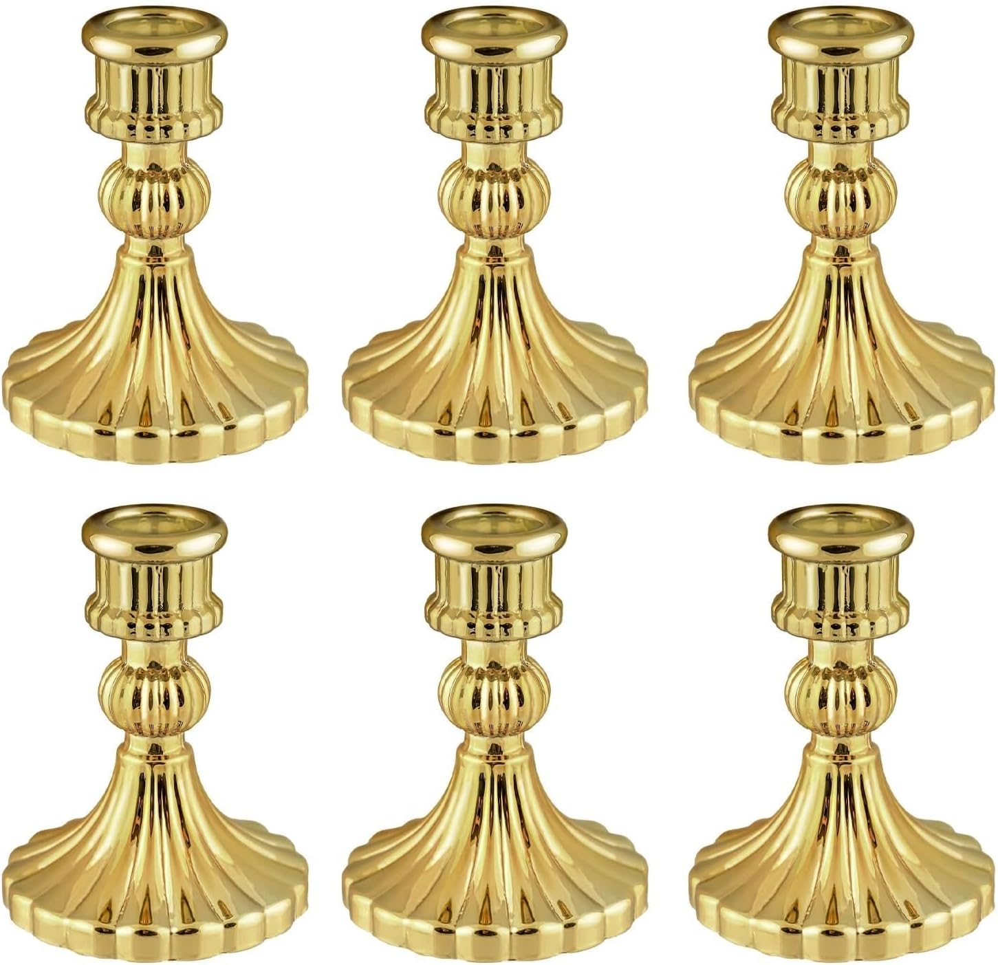 Black Candle — Set of 6 — Gold Stripe