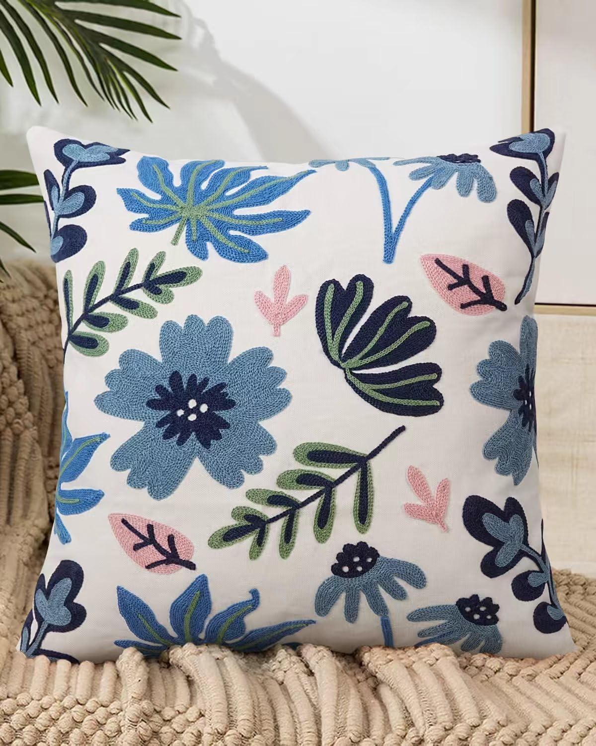 Boho Black Pillow Cover — 18" — Blue Serenity