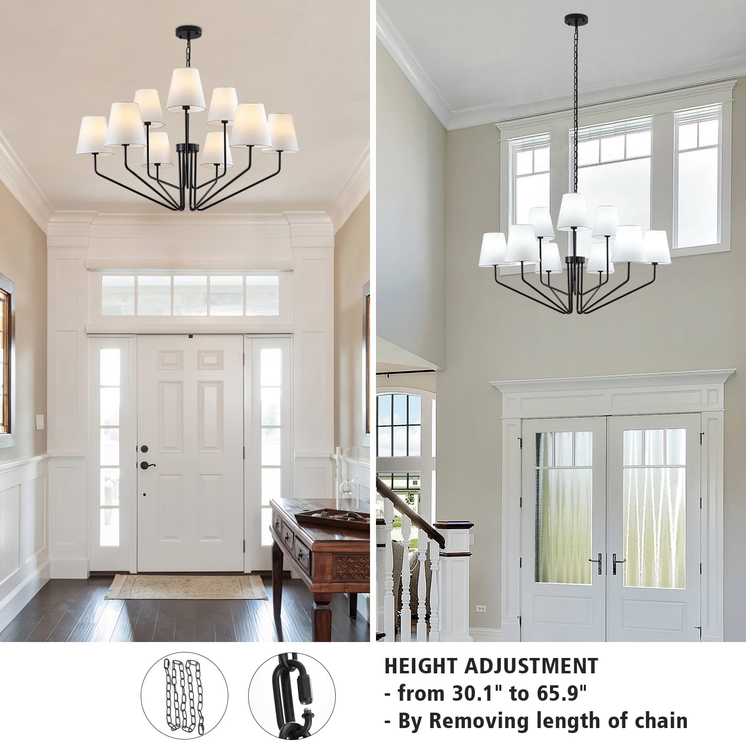 Farmhouse Black Chandelier - View 4