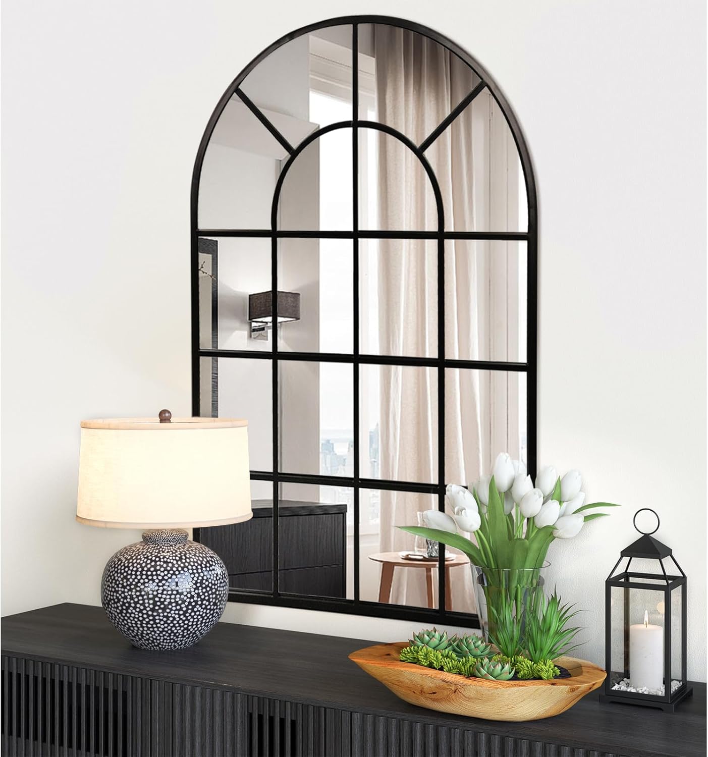 Framed Black Wall Mirror — 36" — 36"L x 24"W