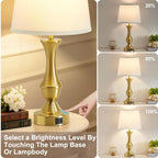 Dimmable Luxe Beige Bedside Lamp — 22" - View 6