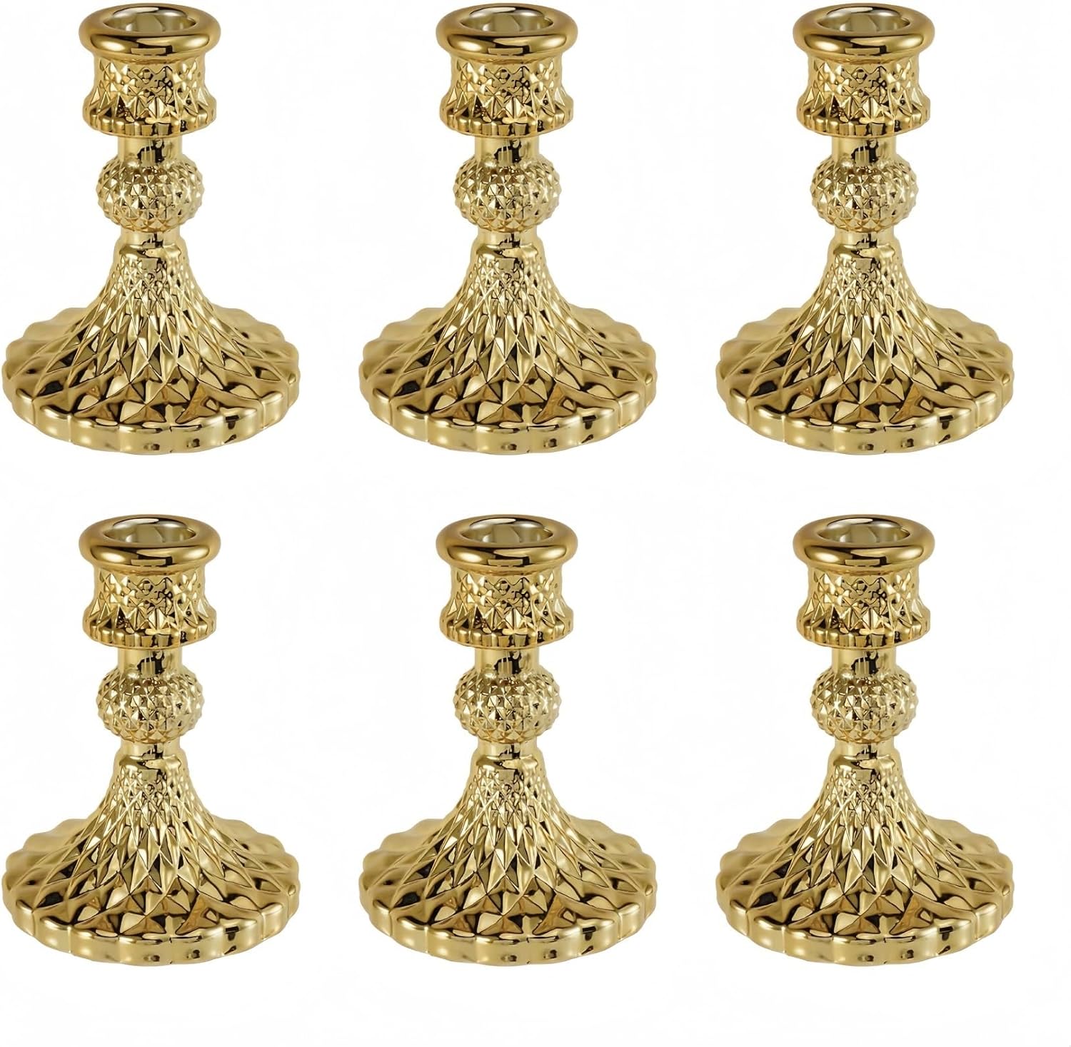 Black Candle — Set of 6 — Gold Diamond