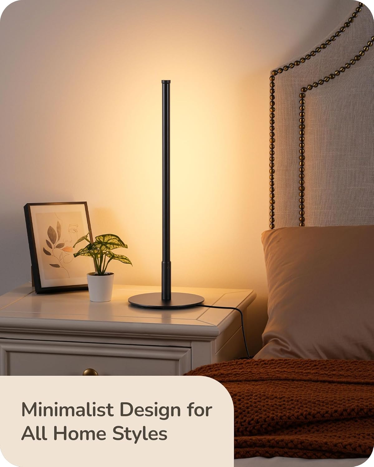 Dimmable Modern Black Bedside Lamp - View 5