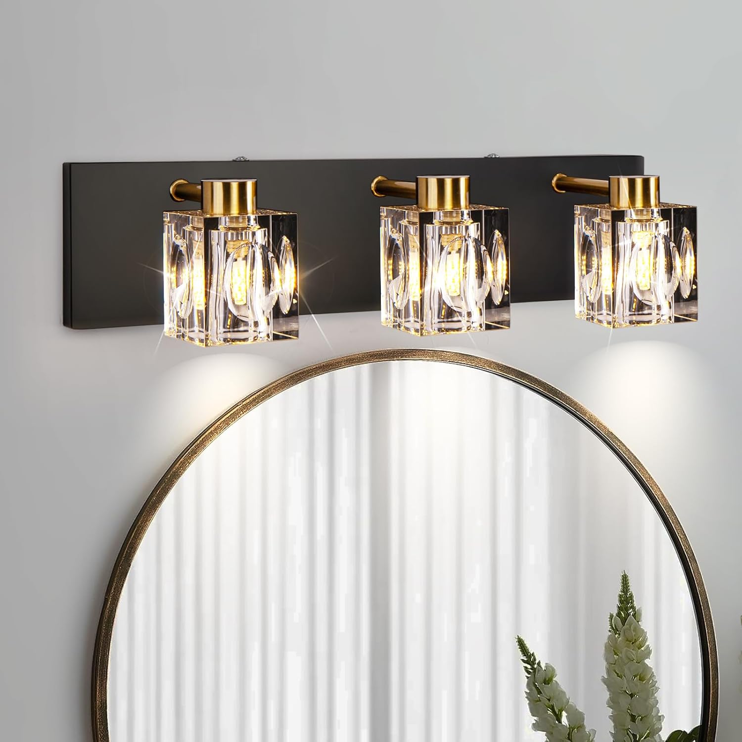 Adjustable Luxe Black Chandelier — 8-Light — Black+Gold (3-light)