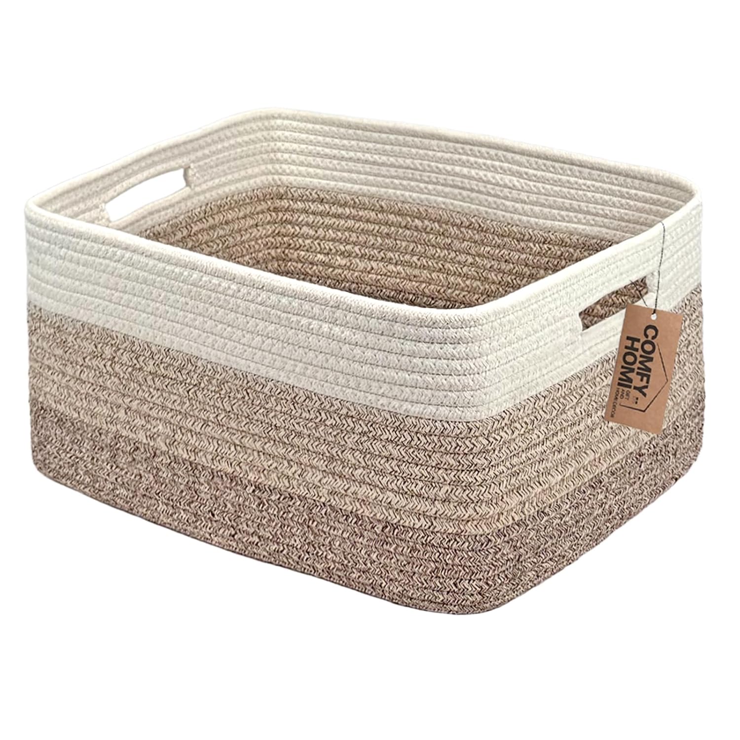 Boho Beige Woven Basket — 13.5" — 17''x13''x7.5''